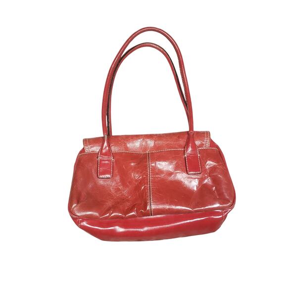 Vintage Giani Bernini Leather Red Patent Leather Shoulder Hand Bag Purse Pockets - Picture 3 of 16
